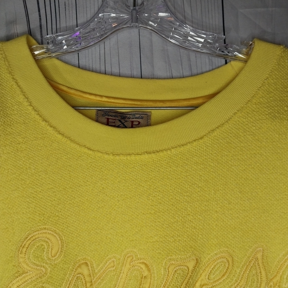 Express EXP Crewneck Vintage 90’s Yellow Retro Oversized Sweatshirt - Picture 7 of 14